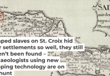 The red square on this 1767 map of St. Croix marks where Danes believed the Maroon settlement was. Paul Kuffner/Royal Danish Library